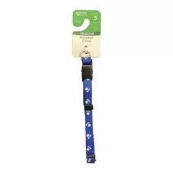 Master PawsÂ® Adjustable Reflective Blue Paw Print Dog Collar - Small