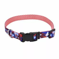 Master PawsÂ® Red & Blue Stars Adjustable Nylon Dog Collar - Small