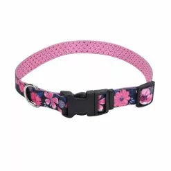 Master PawsÂ® Pink Flower Adjustable Nylon Dog Collar - Small