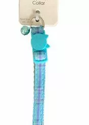 Master PawsÂ® 3/8" Adjustable Blue Tartan Snag-Proof Cat Collar